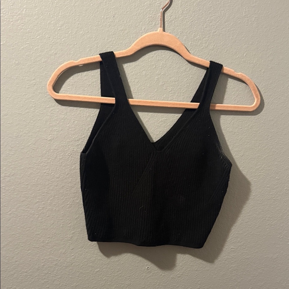 lululemon athletica Black Ribbed V-Neck Crop Top